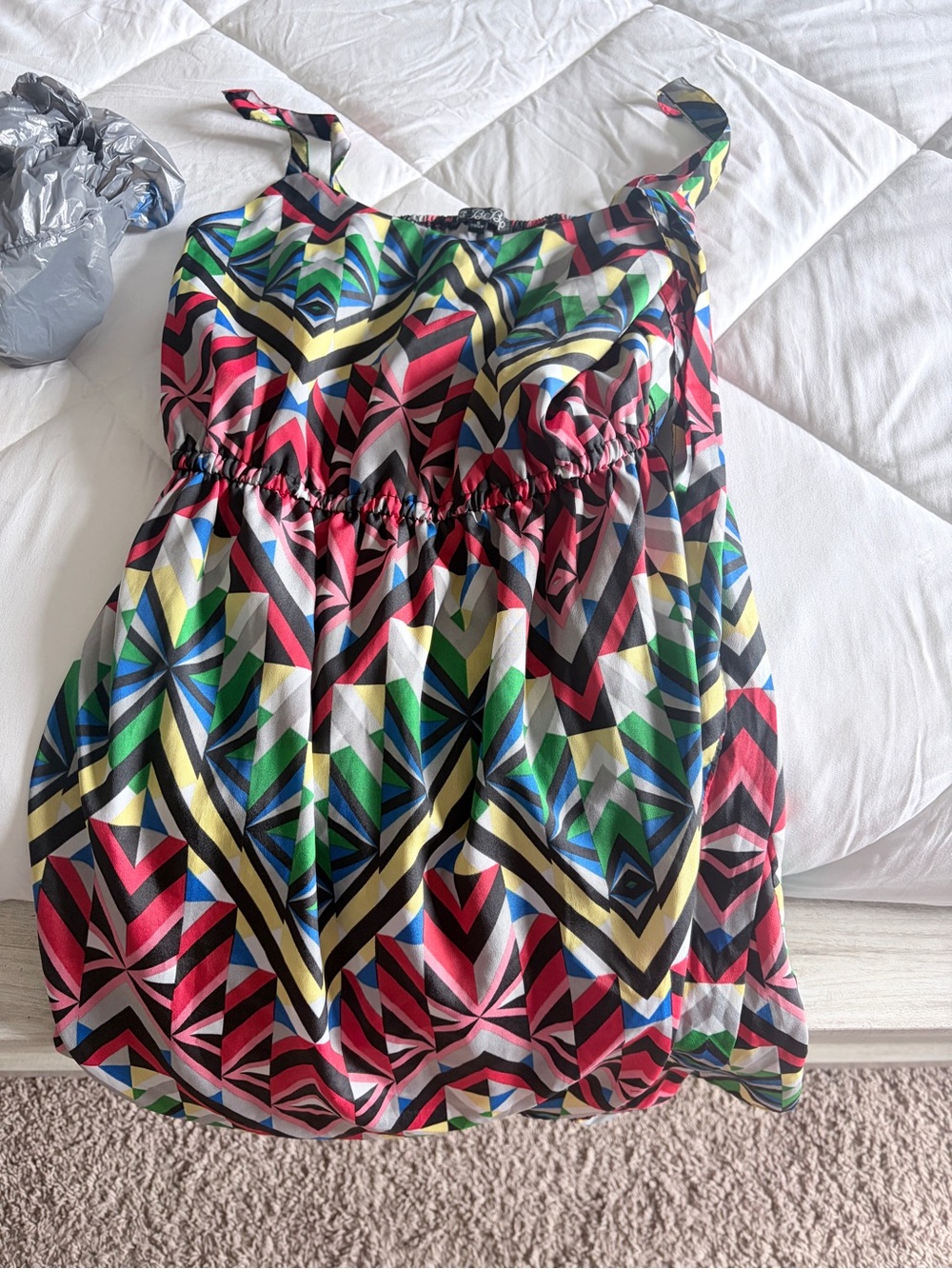 bebe Multicolor Geometric Halter Top